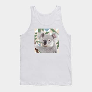 Fluffy Koala With Geometric Background Tank Top